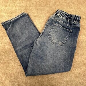 Flamingals Crop Jeans Womens Small Blue Denim Cotton Drawstring Waist Distressed